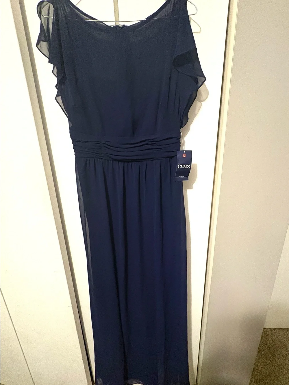 chaps navy blue dress Chaps | Dresses | Chaps Navy Chiffon Formal Dress With Ruching